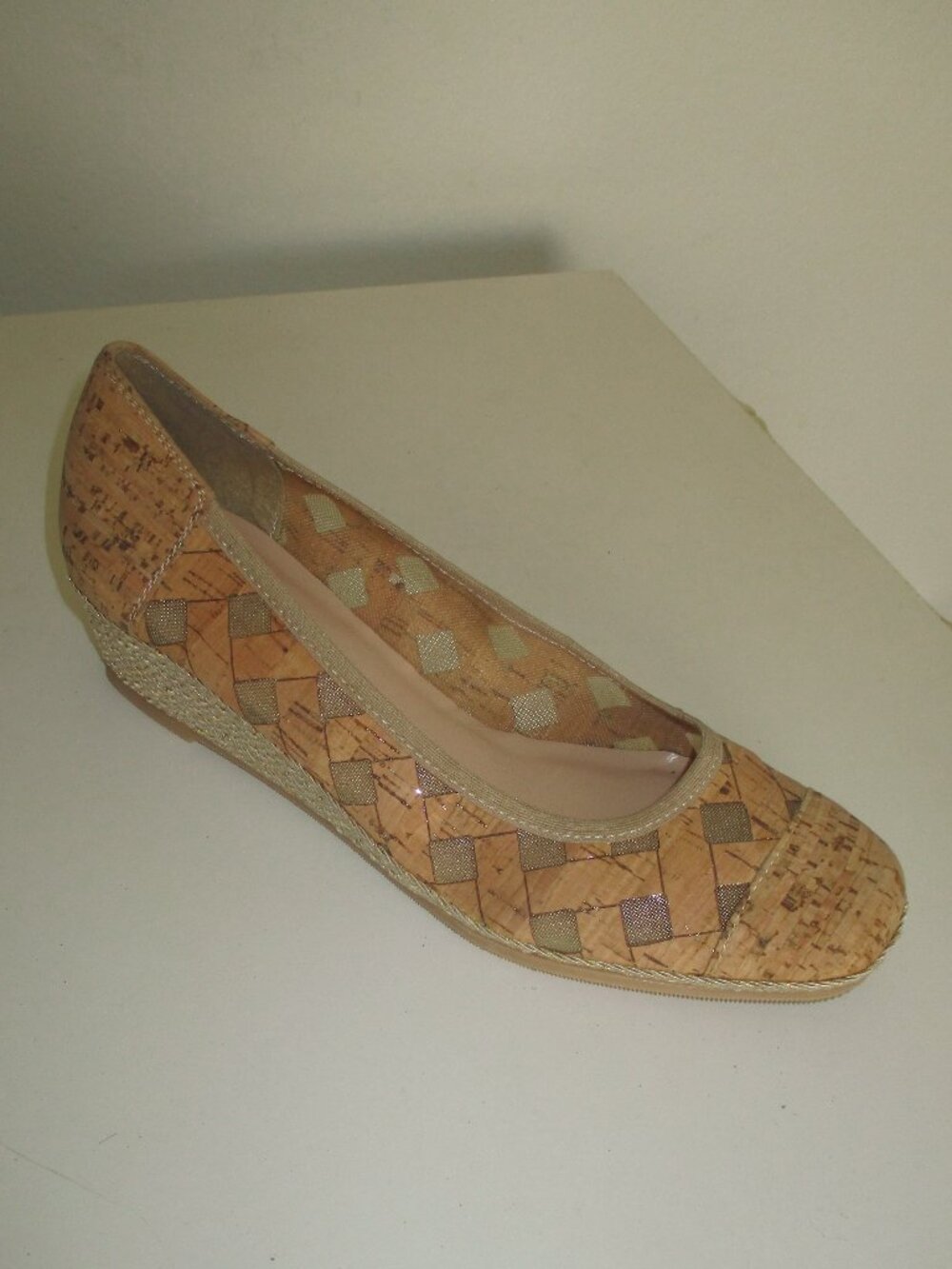 Sesto Meucci Womens Italian Textile Cork Wedge Loafer NWOB - Size 7M